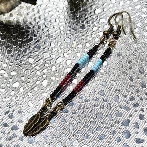 "5/$25" Artisan Southwestern Multicolor Seed Bead Stick Dangle Earrings 925 Post